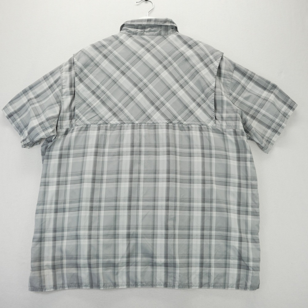 Columbia PFG Omni-Shade Mens XXL Grey Plaid Vented Short Sleeve Fishing Shirt - Picture 9 of 10
